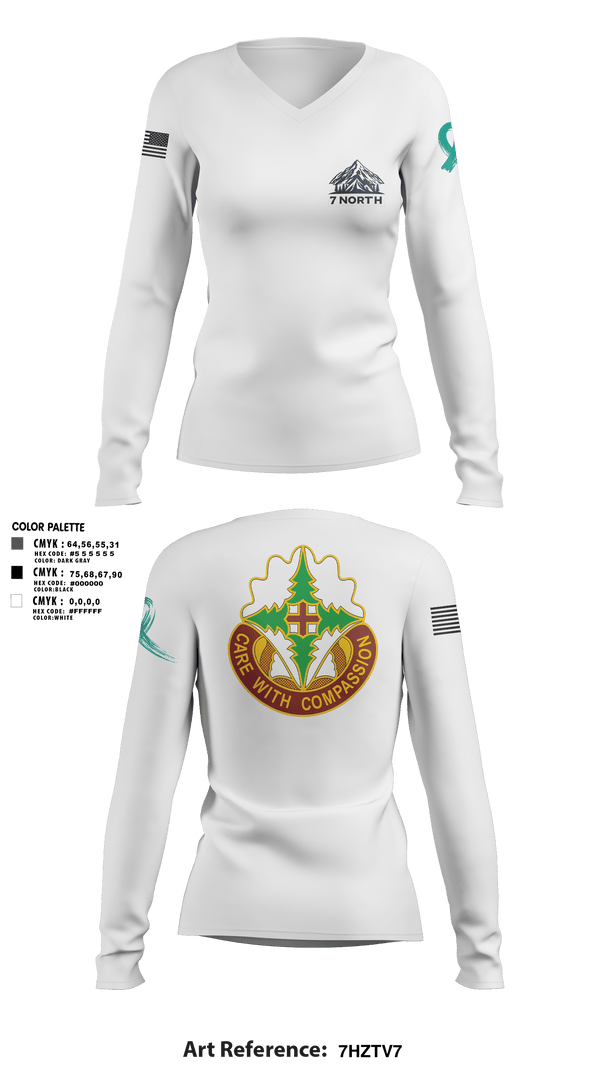 Womens Long Sleeve Vneck Shirt, 627th Hospital Center, Army, Teamtime, Team time, sublimation, custom sports apparel, team uniforms, spirit wear, spiritwear, sports uniforms, custom shirts, team store, custom team store, fundraiser sports, apparel fundraiser