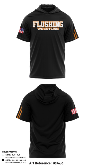 Short Sleeve Performance Shirt with hood, Flushing High School Wrestling, Wrestling, Teamtime, Team time, sublimation, custom sports apparel, team uniforms, spirit wear, spiritwear, sports uniforms, custom shirts, team store, custom team store, fundraiser sports, apparel fundraiser