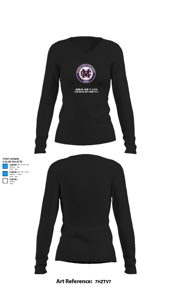 Womens Long Sleeve Vneck Shirt, Madison County High School Cross Country, Cross Country, Teamtime, Team time, sublimation, custom sports apparel, team uniforms, spirit wear, spiritwear, sports uniforms, custom shirts, team store, custom team store, fundraiser sports, apparel fundraiser