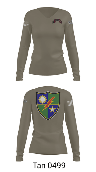 Women's Long Sleeve Vneck Shirt, 75th Ranger Regiment, Army, Teamtime, Team time, sublimation, custom sports apparel, team uniforms, spirit wear, spiritwear, sports uniforms, custom shirts, team store, custom team store, fundraiser sports, apparel fundraiser