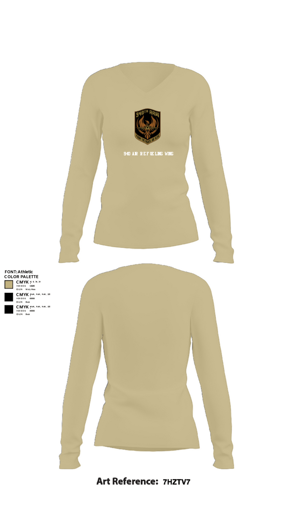 Women's Long Sleeve Vneck Shirt, 940 Air Refueling Wing, , Teamtime, Team time, sublimation, custom sports apparel, team uniforms, spirit wear, spiritwear, sports uniforms, custom shirts, team store, custom team store, fundraiser sports, apparel fundraiser