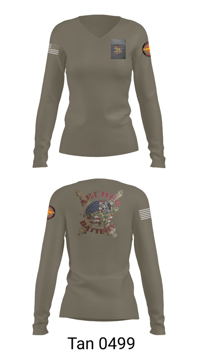 Archer Battery 2-2 FA 26774944 Women's Long Sleeve V-neck Shirt - 77