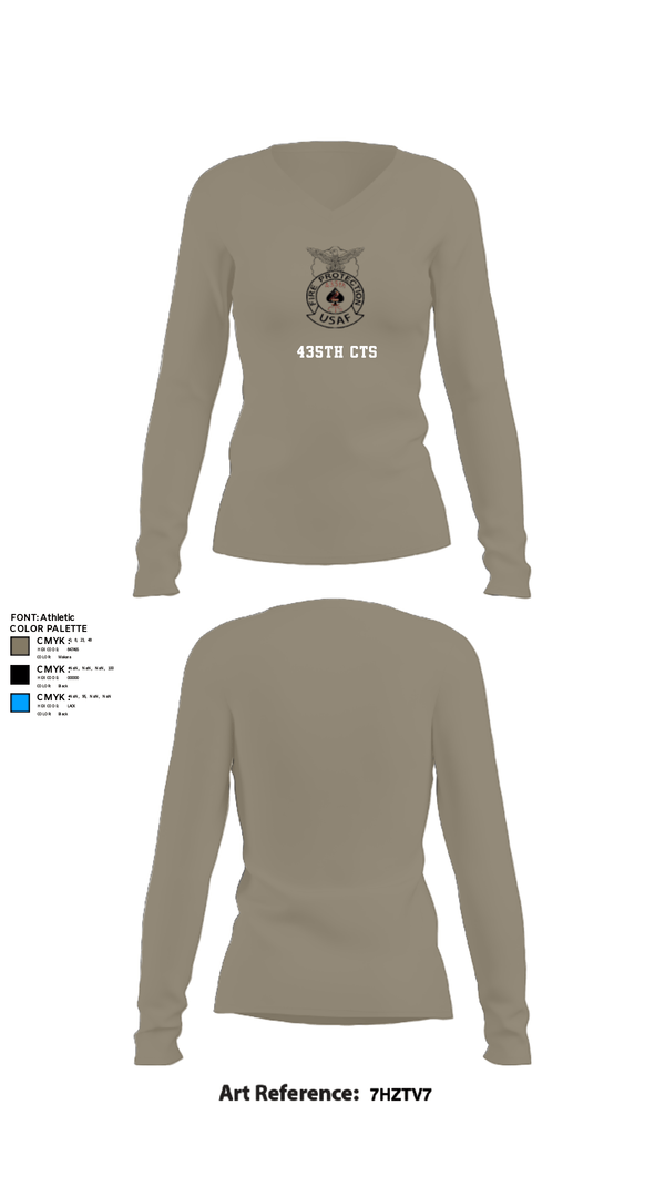 Women's Long Sleeve Vneck Shirt, 435th CTS, Air Force, Teamtime, Team time, sublimation, custom sports apparel, team uniforms, spirit wear, spiritwear, sports uniforms, custom shirts, team store, custom team store, fundraiser sports, apparel fundraiser
