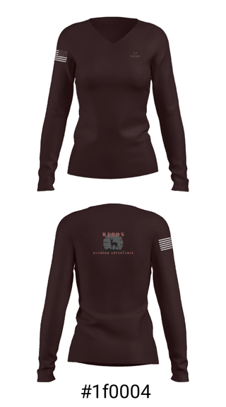 Women's Long Sleeve Vneck Shirt, Reeds Outdoor Adventures, , Teamtime, Team time, sublimation, custom sports apparel, team uniforms, spirit wear, spiritwear, sports uniforms, custom shirts, team store, custom team store, fundraiser sports, apparel fundraiser