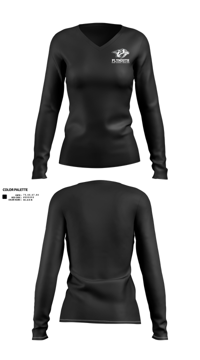 Plymouth Bowling 52990281 Women's Long Sleeve V-neck Shirt - 46
