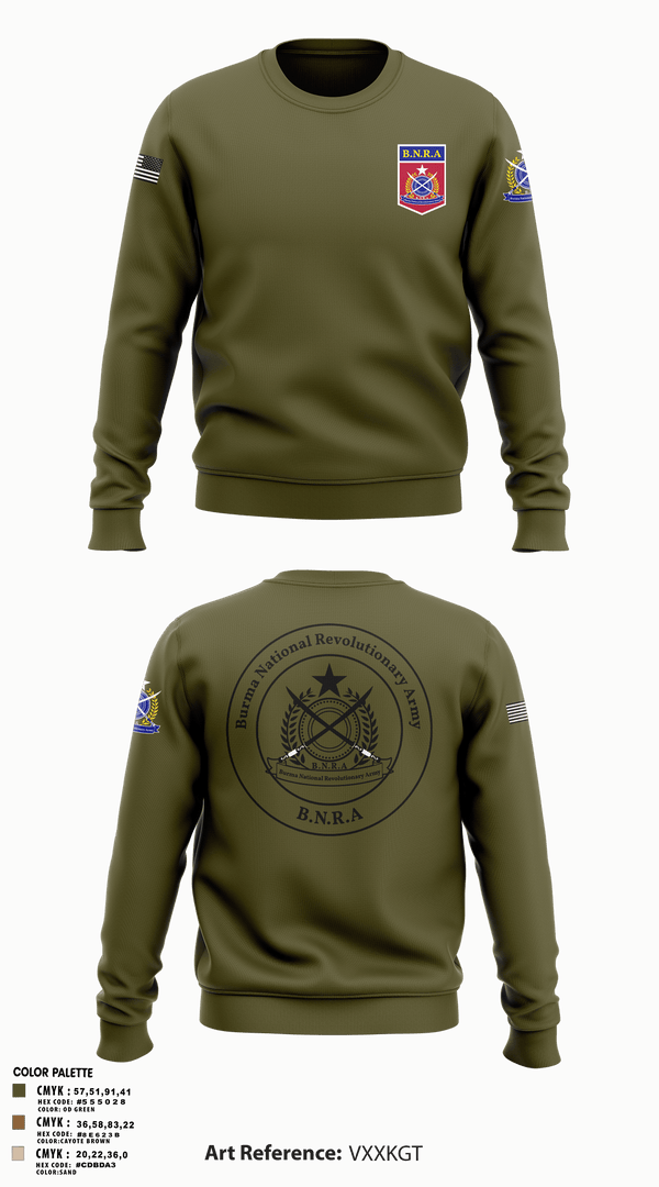 Crew Neck Sweatshirt, B.N.R.AB.N.R.Army, Army, Teamtime, Team time, sublimation, custom sports apparel, team uniforms, spirit wear, spiritwear, sports uniforms, custom shirts, team store, custom team store, fundraiser sports, apparel fundraiser