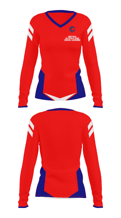 Central Catholic High School Lacrosse 83752961 Women's Long Sleeve V-neck Shirt - 30