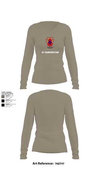 Womens Long Sleeve Vneck Shirt, 121 transportation, National Guard, Teamtime, Team time, sublimation, custom sports apparel, team uniforms, spirit wear, spiritwear, sports uniforms, custom shirts, team store, custom team store, fundraiser sports, apparel fundraiser