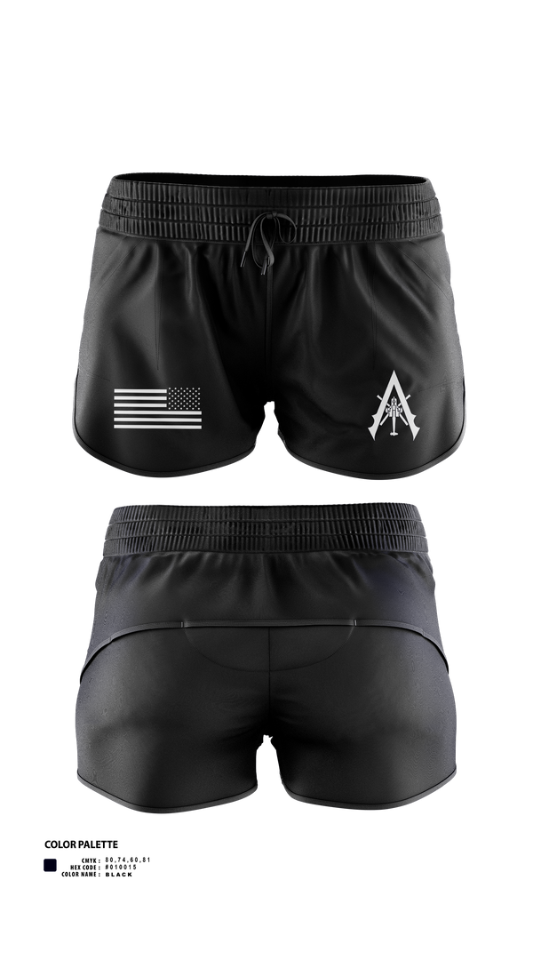 Womens Shorts, A Co. 1-3 AB, Army, Teamtime, Team time, sublimation, custom sports apparel, team uniforms, spirit wear, spiritwear, sports uniforms, custom shirts, team store, custom team store, fundraiser sports, apparel fundraiser
