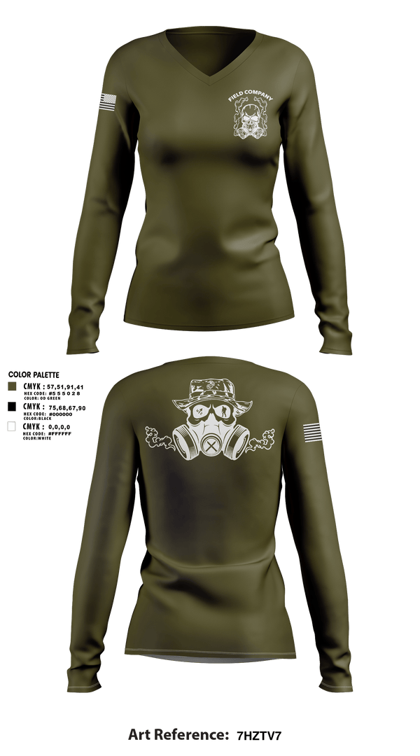 Women's Long Sleeve Vneck Shirt, Field Company, Marines, Teamtime, Team time, sublimation, custom sports apparel, team uniforms, spirit wear, spiritwear, sports uniforms, custom shirts, team store, custom team store, fundraiser sports, apparel fundraiser