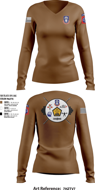 Womens Long Sleeve Vneck Shirt, 82nd ADSB H2F, Army, Teamtime, Team time, sublimation, custom sports apparel, team uniforms, spirit wear, spiritwear, sports uniforms, custom shirts, team store, custom team store, fundraiser sports, apparel fundraiser