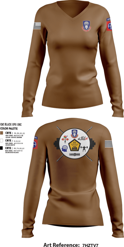 82nd ADSB H2F 64570500 Women's Long Sleeve V-neck Shirt - 16