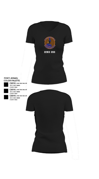 Women's Short Sleeve Vneck Shirt, 22nd OSS, Air Force, Teamtime, Team time, sublimation, custom sports apparel, team uniforms, spirit wear, spiritwear, sports uniforms, custom shirts, team store, custom team store, fundraiser sports, apparel fundraiser