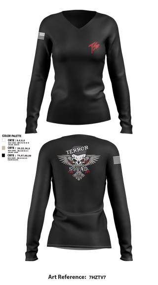 Womens Long Sleeve Vneck Shirt 1, Terro Squad, Army, Teamtime, Team time, sublimation, custom sports apparel, team uniforms, spirit wear, spiritwear, sports uniforms, custom shirts, team store, custom team store, fundraiser sports, apparel fundraiser