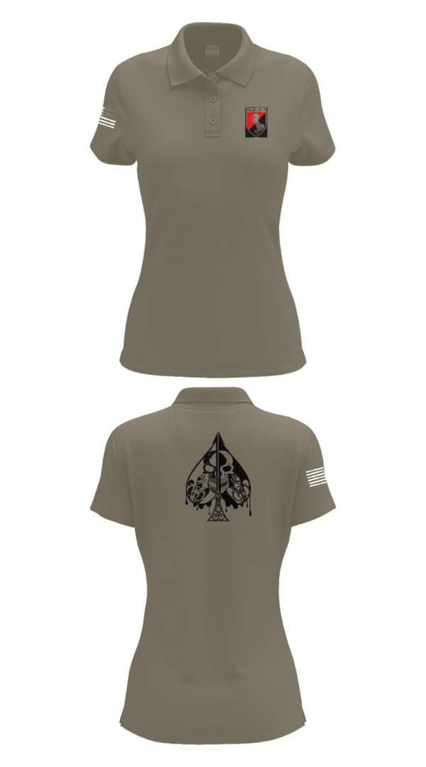 Womens Short Sleeve Performance Polo, Dealer Company, 1/11 ACR, Army, Teamtime, Team time, sublimation, custom sports apparel, team uniforms, spirit wear, spiritwear, sports uniforms, custom shirts, team store, custom team store, fundraiser sports, apparel fundraiser