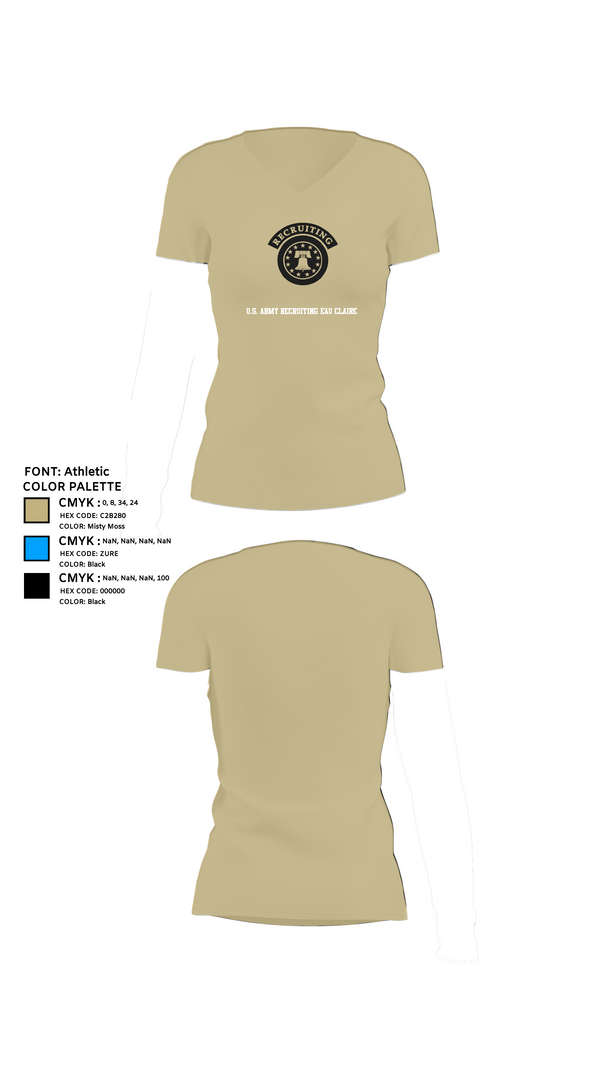 Womens Short Sleeve Vneck Shirt, U.S. Army Recruiting Eau Claire, Army, Teamtime, Team time, sublimation, custom sports apparel, team uniforms, spirit wear, spiritwear, sports uniforms, custom shirts, team store, custom team store, fundraiser sports, apparel fundraiser