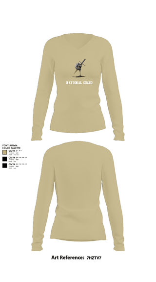 Women's Long Sleeve Vneck Shirt, B Btry 2142, National Guard, Teamtime, Team time, sublimation, custom sports apparel, team uniforms, spirit wear, spiritwear, sports uniforms, custom shirts, team store, custom team store, fundraiser sports, apparel fundraiser