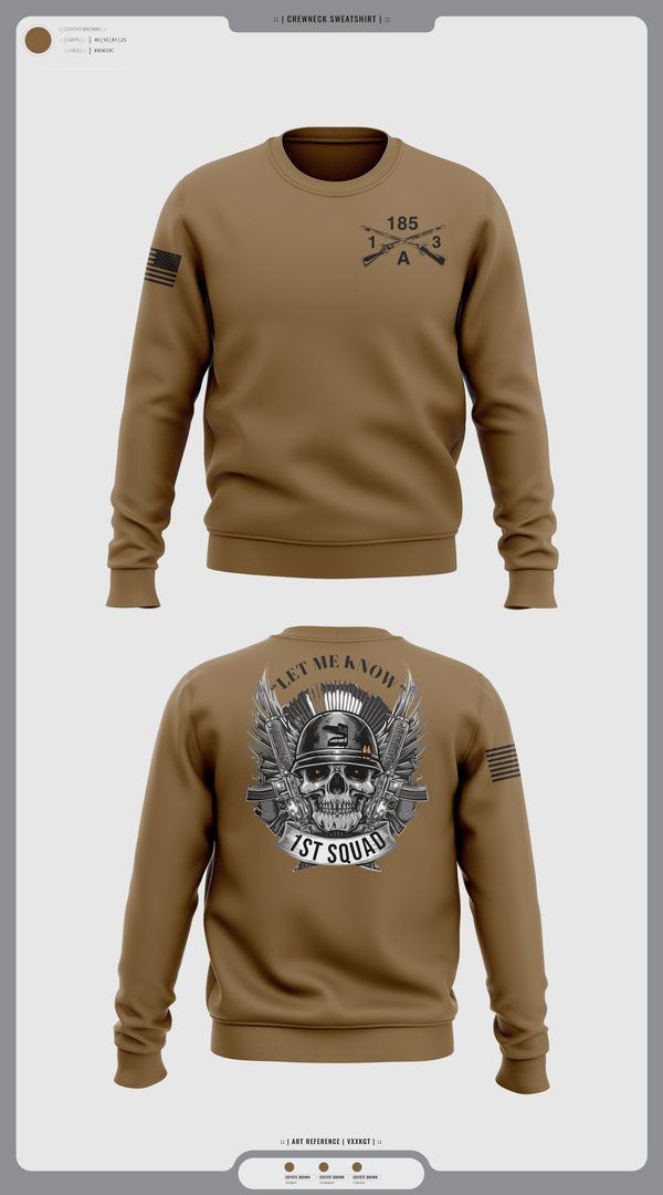 Crew Neck Sweatshirt, ACO 1-185INF, Army, Teamtime, Team time, sublimation, custom sports apparel, team uniforms, spirit wear, spiritwear, sports uniforms, custom shirts, team store, custom team store, fundraiser sports, apparel fundraiser