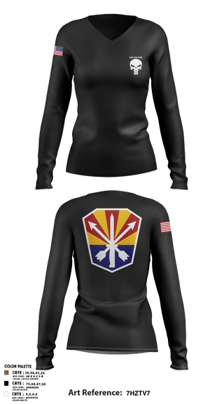 Women's Long Sleeve Vneck Shirt, HHC 153 CSSB, National Guard, Teamtime, Team time, sublimation, custom sports apparel, team uniforms, spirit wear, spiritwear, sports uniforms, custom shirts, team store, custom team store, fundraiser sports, apparel fundraiser