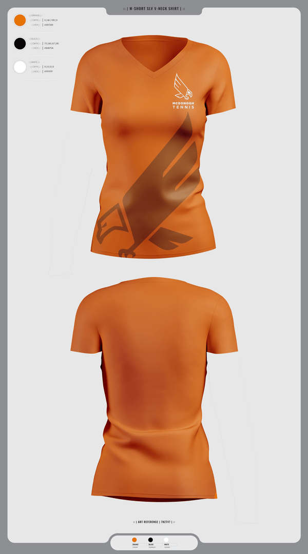 Womens Short Sleeve Vneck Shirt, Mcdonogh Girls Tennis, Tennis, Teamtime, Team time, sublimation, custom sports apparel, team uniforms, spirit wear, spiritwear, sports uniforms, custom shirts, team store, custom team store, fundraiser sports, apparel fundraiser