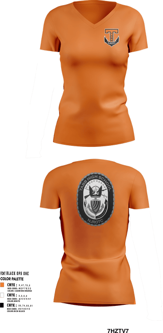 Womens Short Sleeve Vneck Shirt, Tabb NJROTC, Navy, Teamtime, Team time, sublimation, custom sports apparel, team uniforms, spirit wear, spiritwear, sports uniforms, custom shirts, team store, custom team store, fundraiser sports, apparel fundraiser