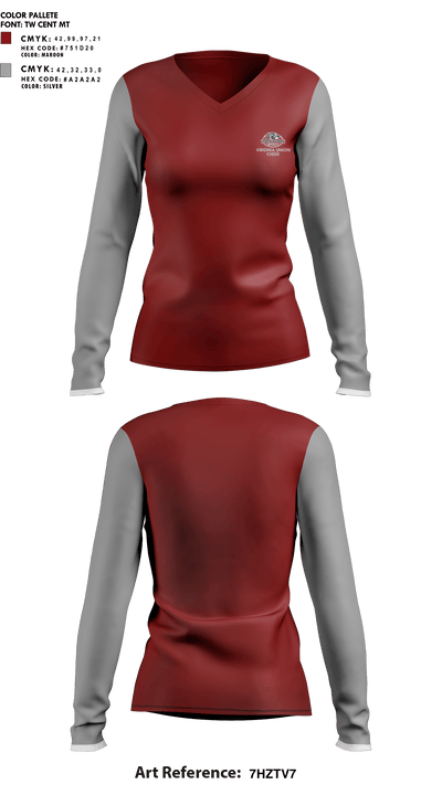 Virginia Union University Cheer 35783252 Women's Long Sleeve V-neck Shirt - 1