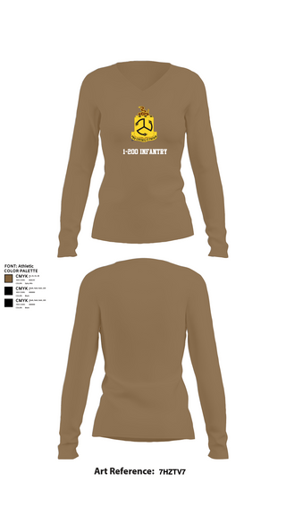 Womens Long Sleeve Vneck Shirt, 1-200 Infantry, National Guard, Teamtime, Team time, sublimation, custom sports apparel, team uniforms, spirit wear, spiritwear, sports uniforms, custom shirts, team store, custom team store, fundraiser sports, apparel fundraiser
