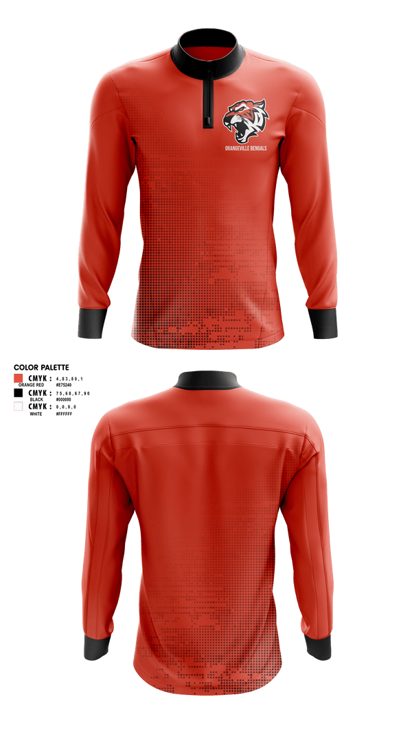 Quarter Zip Jacket, Orangeville Bengals, Baseball, Teamtime, Team time, sublimation, custom sports apparel, team uniforms, spirit wear, spiritwear, sports uniforms, custom shirts, team store, custom team store, fundraiser sports, apparel fundraiser