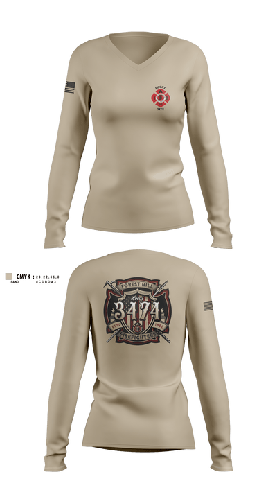 Local 3474 65707926 Women's Long Sleeve V-neck Shirt - 1