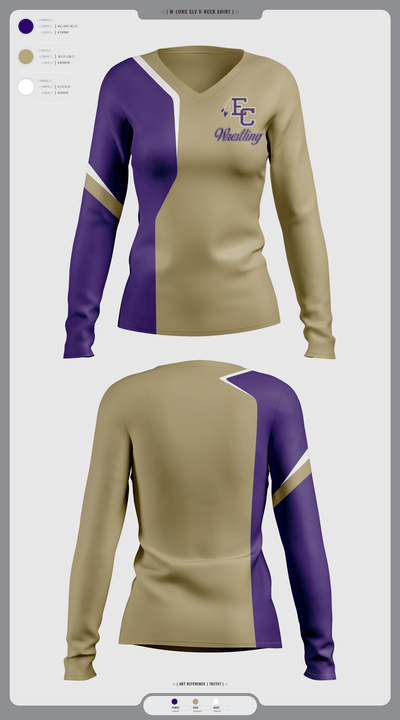 East Coweta High School Wrestling 50868332 Women's Long Sleeve V-neck Shirt - 8