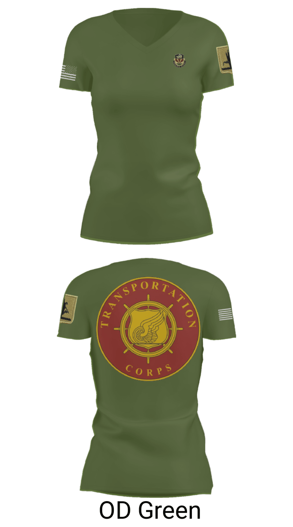 Women's Short Sleeve Vneck Shirt, 189th Transportation Company, , Teamtime, Team time, sublimation, custom sports apparel, team uniforms, spirit wear, spiritwear, sports uniforms, custom shirts, team store, custom team store, fundraiser sports, apparel fundraiser