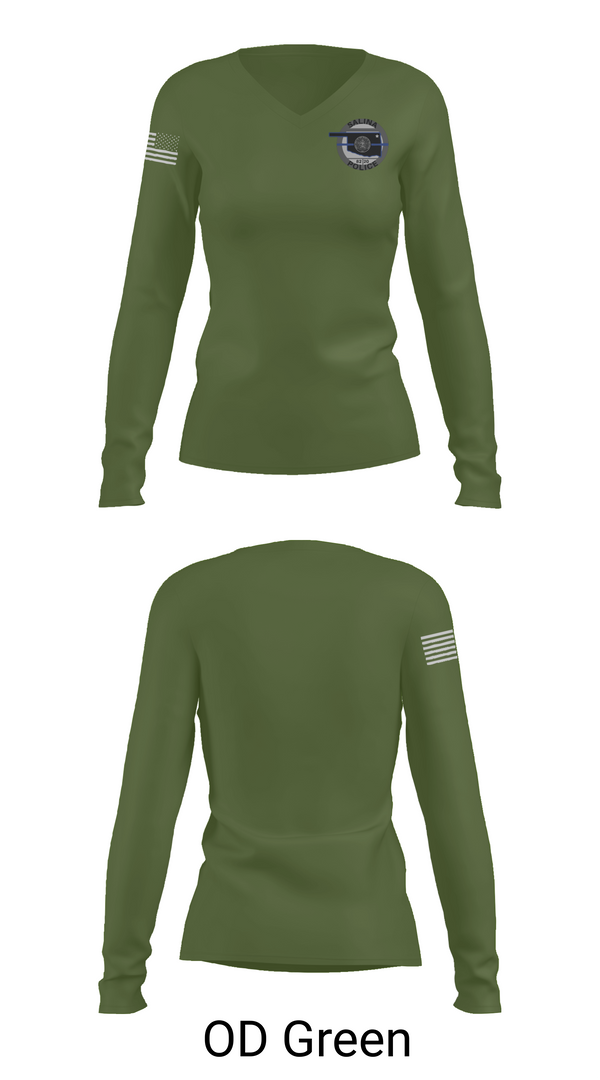 Womens Long Sleeve Vneck Shirt, Salina Police Department, Police, Teamtime, Team time, sublimation, custom sports apparel, team uniforms, spirit wear, spiritwear, sports uniforms, custom shirts, team store, custom team store, fundraiser sports, apparel fundraiser