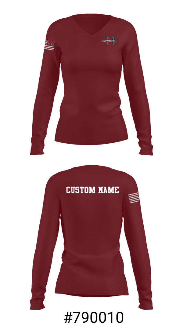 Women's Long Sleeve Vneck Shirt, Greyhounds Badminton, Spirit Store, Teamtime, Team time, sublimation, custom sports apparel, team uniforms, spirit wear, spiritwear, sports uniforms, custom shirts, team store, custom team store, fundraiser sports, apparel fundraiser