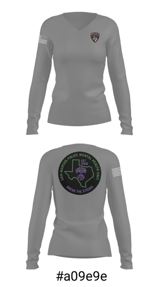 Women's Long Sleeve Vneck Shirt, SMPD Mental Health Unit, Police, Teamtime, Team time, sublimation, custom sports apparel, team uniforms, spirit wear, spiritwear, sports uniforms, custom shirts, team store, custom team store, fundraiser sports, apparel fundraiser