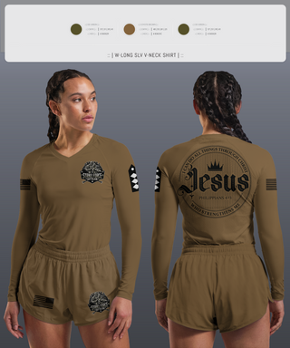 Womens Long Sleeve Vneck Shirt, Strike force Battalion, Army, Teamtime, Team time, sublimation, custom sports apparel, team uniforms, spirit wear, spiritwear, sports uniforms, custom shirts, team store, custom team store, fundraiser sports, apparel fundraiser