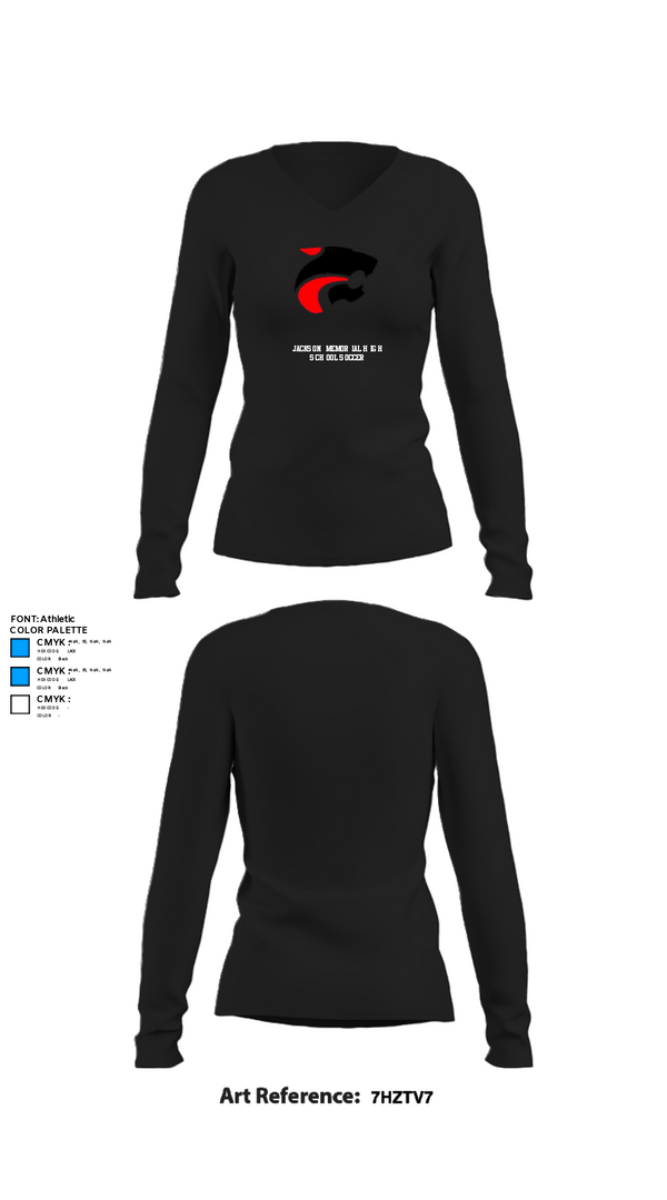 Womens Long Sleeve Vneck Shirt, Jackson Memorial High School Soccer, Women's Soccer, Teamtime, Team time, sublimation, custom sports apparel, team uniforms, spirit wear, spiritwear, sports uniforms, custom shirts, team store, custom team store, fundraiser sports, apparel fundraiser