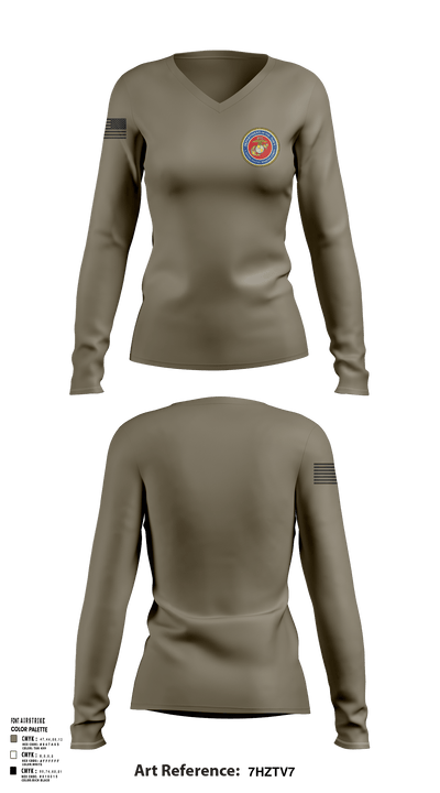 189/34th unit 69510523 Women's Long Sleeve V-neck Shirt - 119
