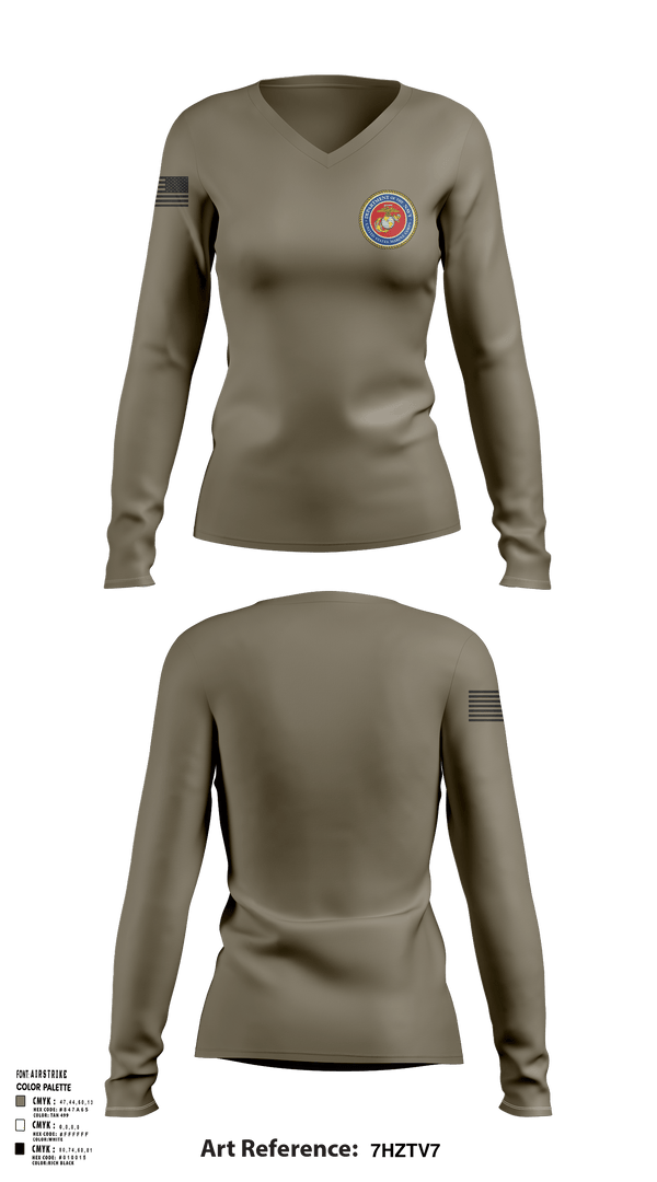 Women's Long Sleeve Vneck Shirt, 189/34th unit, Marines, Teamtime, Team time, sublimation, custom sports apparel, team uniforms, spirit wear, spiritwear, sports uniforms, custom shirts, team store, custom team store, fundraiser sports, apparel fundraiser