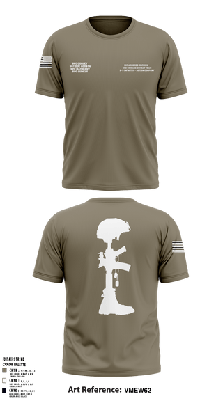 Short Sleeve Performance Shirt, 1st Armored Division - 3rd Brigade Combat Team - 2-5 Infantry Action Company, Army, Teamtime, Team time, sublimation, custom sports apparel, team uniforms, spirit wear, spiritwear, sports uniforms, custom shirts, team store, custom team store, fundraiser sports, apparel fundraiser