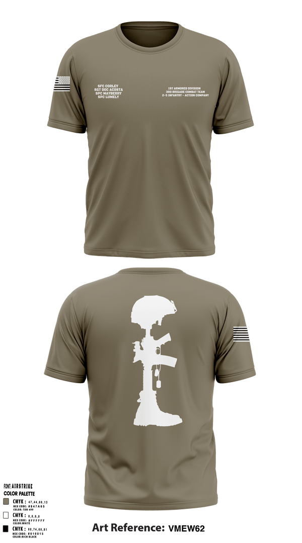 Short Sleeve Performance Shirt, 1st Armored Division - 3rd Brigade Combat Team - 2-5 Infantry Action Company, Army, Teamtime, Team time, sublimation, custom sports apparel, team uniforms, spirit wear, spiritwear, sports uniforms, custom shirts, team store, custom team store, fundraiser sports, apparel fundraiser