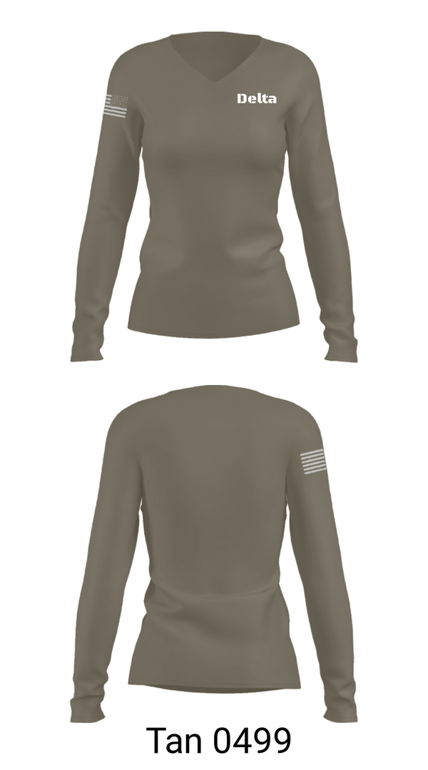 Women's Long Sleeve Vneck Shirt, Delta, Navy, Teamtime, Team time, sublimation, custom sports apparel, team uniforms, spirit wear, spiritwear, sports uniforms, custom shirts, team store, custom team store, fundraiser sports, apparel fundraiser