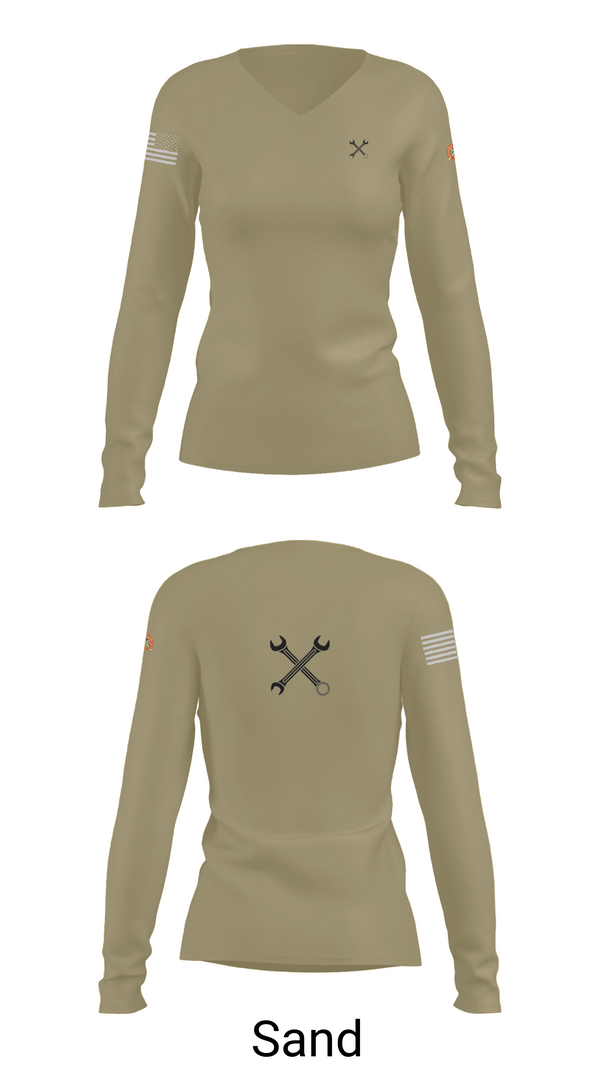 Womens Long Sleeve Vneck Shirt, B CO 2-12 CAV, Army, Teamtime, Team time, sublimation, custom sports apparel, team uniforms, spirit wear, spiritwear, sports uniforms, custom shirts, team store, custom team store, fundraiser sports, apparel fundraiser
