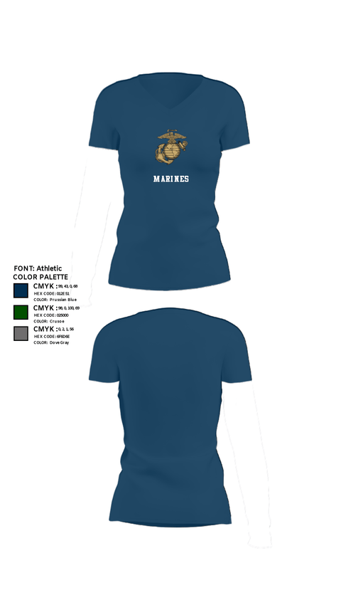 Women's Short Sleeve Vneck Shirt, Marine Training Academy USA, Marines, Teamtime, Team time, sublimation, custom sports apparel, team uniforms, spirit wear, spiritwear, sports uniforms, custom shirts, team store, custom team store, fundraiser sports, apparel fundraiser