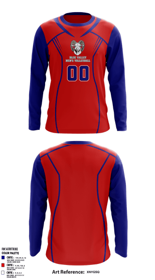 Long Sleeve Performance Shirt, Blue Valley High School Volleyball, Men's Volleyball, Teamtime, Team time, sublimation, custom sports apparel, team uniforms, spirit wear, spiritwear, sports uniforms, custom shirts, team store, custom team store, fundraiser sports, apparel fundraiser