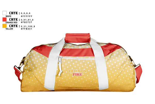 Duffle Bag, FRIENDS on FIRE, Women's Volleyball, Teamtime, Team time, sublimation, custom sports apparel, team uniforms, spirit wear, spiritwear, sports uniforms, custom shirts, team store, custom team store, fundraiser sports, apparel fundraiser
