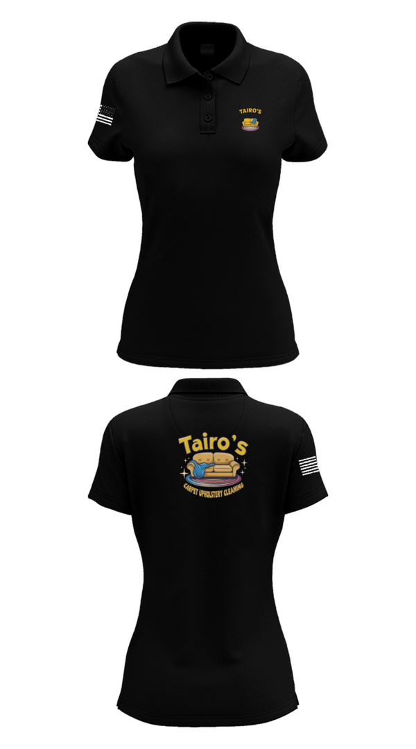 Womens Short Sleeve Performance Polo, Tairo’s Carpet & Upholstery Cleaning, , Teamtime, Team time, sublimation, custom sports apparel, team uniforms, spirit wear, spiritwear, sports uniforms, custom shirts, team store, custom team store, fundraiser sports, apparel fundraiser