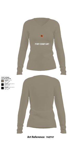 Women's Long Sleeve Vneck Shirt, Fury company, Army, Teamtime, Team time, sublimation, custom sports apparel, team uniforms, spirit wear, spiritwear, sports uniforms, custom shirts, team store, custom team store, fundraiser sports, apparel fundraiser