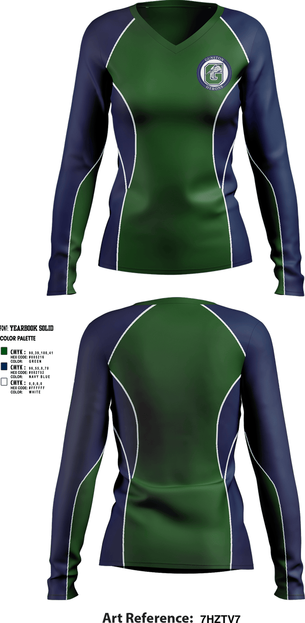 Women's Long Sleeve Vneck Shirt, The Gunston School Volleyball, Women's Volleyball, Teamtime, Team time, sublimation, custom sports apparel, team uniforms, spirit wear, spiritwear, sports uniforms, custom shirts, team store, custom team store, fundraiser sports, apparel fundraiser