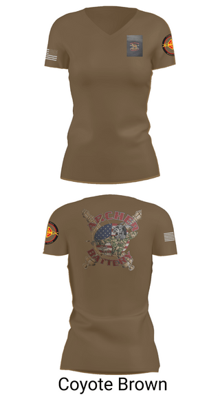Womens Short Sleeve Vneck Shirt, Archer Battery 2-2 FA, Army, Teamtime, Team time, sublimation, custom sports apparel, team uniforms, spirit wear, spiritwear, sports uniforms, custom shirts, team store, custom team store, fundraiser sports, apparel fundraiser
