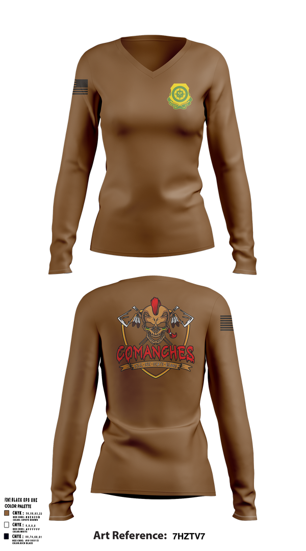 Womens Long Sleeve Vneck Shirt, C Co., 795th MP BN, Army, Teamtime, Team time, sublimation, custom sports apparel, team uniforms, spirit wear, spiritwear, sports uniforms, custom shirts, team store, custom team store, fundraiser sports, apparel fundraiser